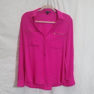 Express Pink Long Sleeve Blouse